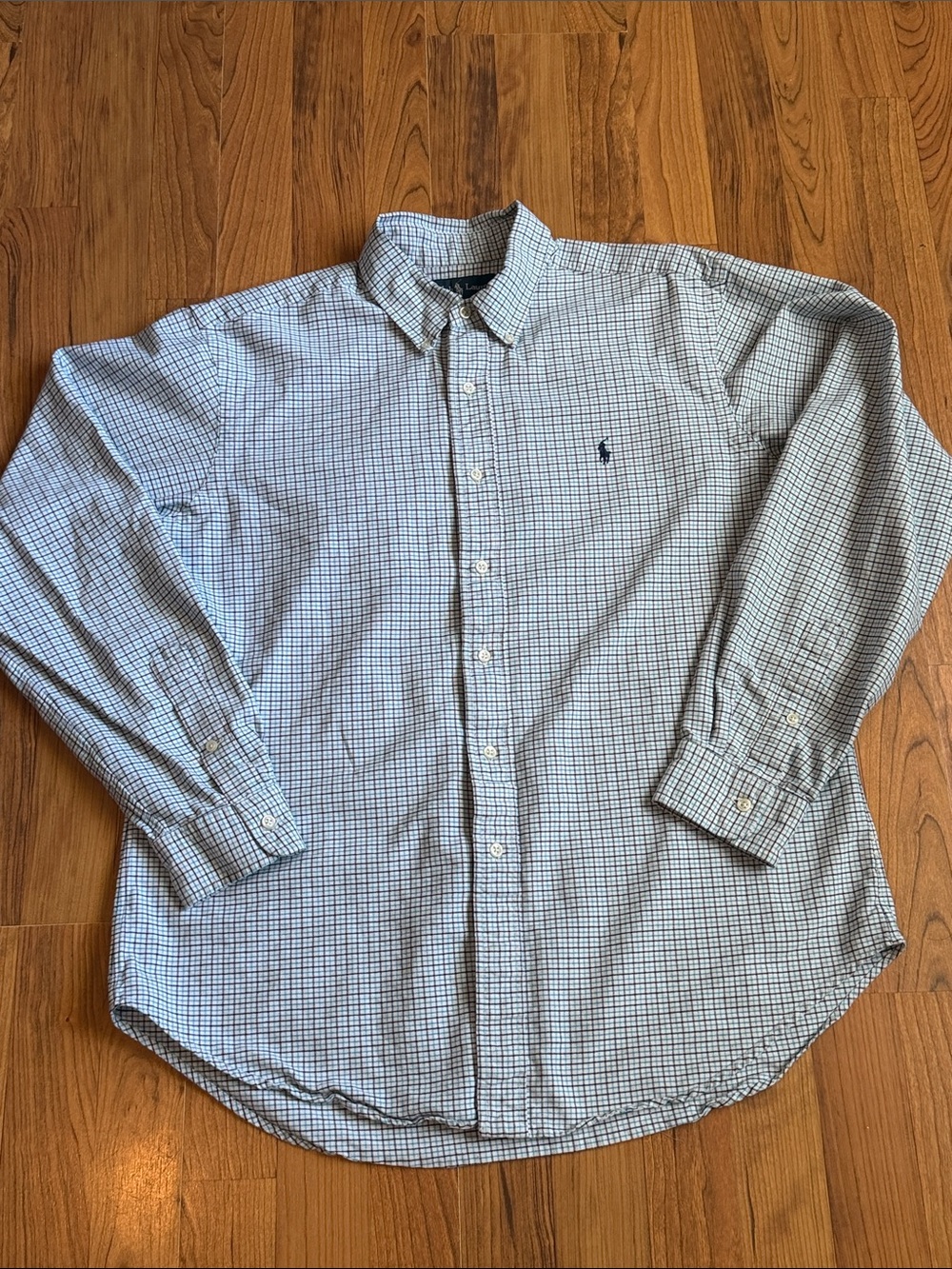 Ralph Lauren Light Blue and Navy Micro-Check Button-Down Shirt